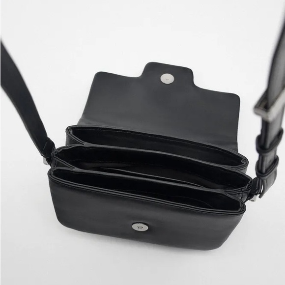 ZARA SQUARE PIECE TRIM CROSSBODY BAG - Picture 4 of 5